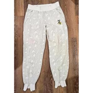 Twenty Montreal Cream Textured Knit Jogger Pants with Zipper Cuffs Sz. M